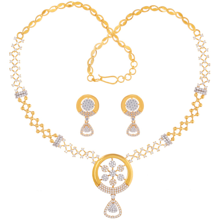 Attractive Necklace Set With CZ in 22K Gold