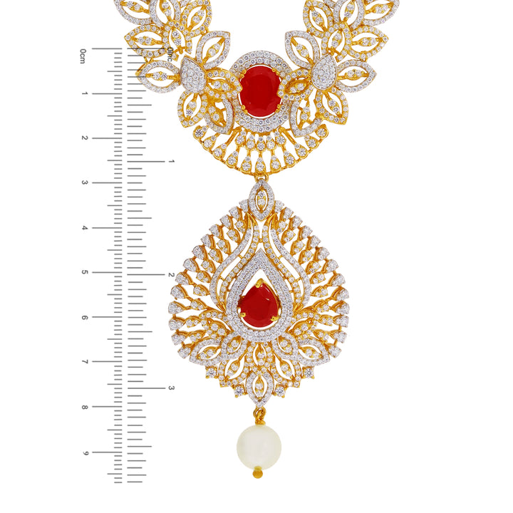 Detailed Necklace Set with Changeable Gemstones in 22K Gold