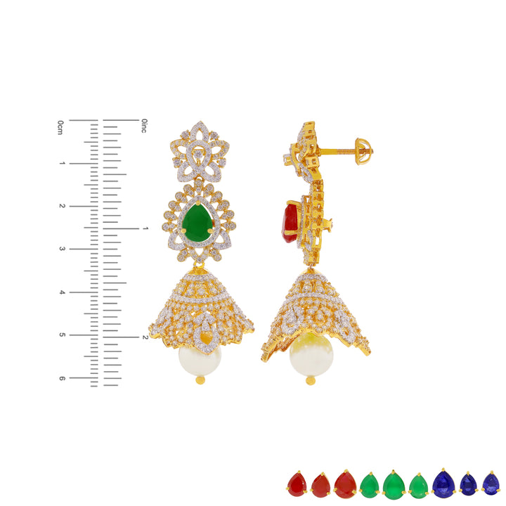 Detailed Necklace Set with Changeable Gemstones in 22K Gold