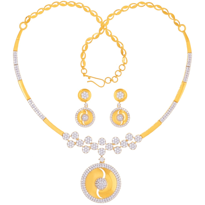 Glamorous Necklace Set With CZ in 22K Gold