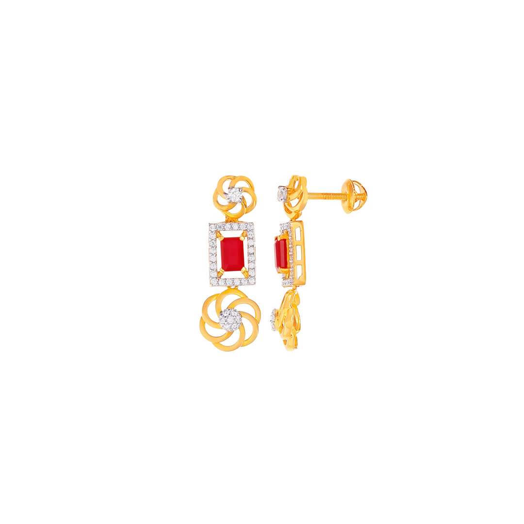 Ravishing Necklace Set with CZ & Gemstone in 22K Gold