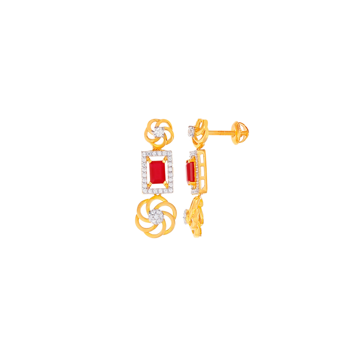 Ravishing Necklace Set with CZ & Gemstone in 22K Gold