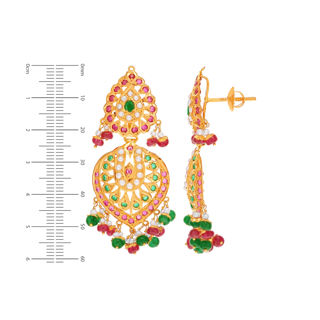 Antique Patta Haaram With Ruby Emerald & Pearl in 22K Gold