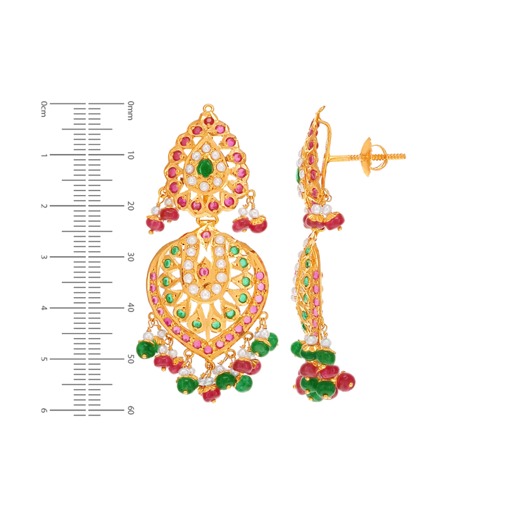 Antique Patta Haaram With Ruby Emerald & Pearl in 22K Gold