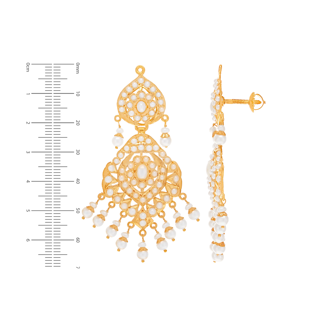 Exquisite Necklace Set With Pearl in 22K Gold