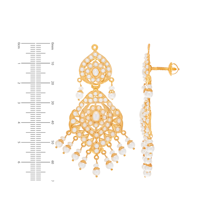 Exquisite Necklace Set With Pearl in 22K Gold