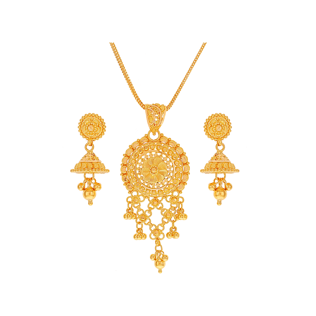 Charming Pendant Set in 22K Gold