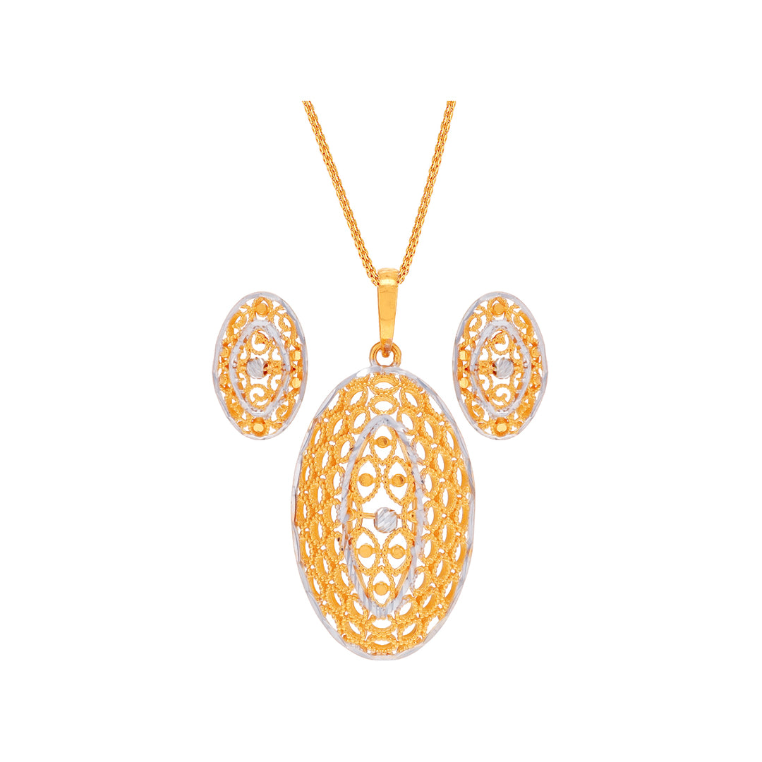 Lovely Two tone Pendant Set in 22K Gold
