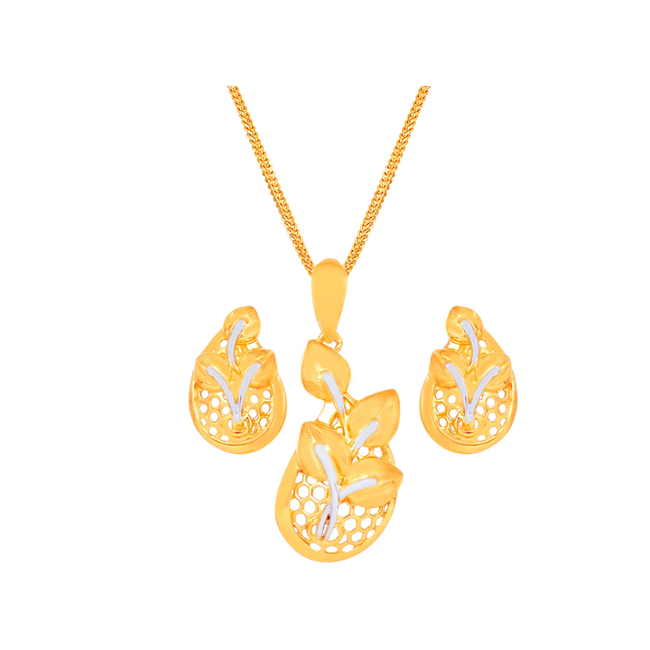 Enchanting Two tone Pendant Set in 22K Gold