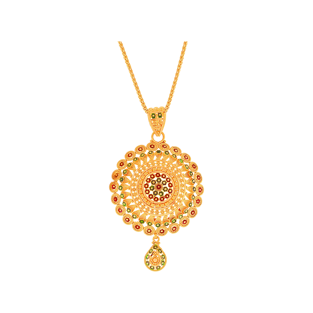 Artistic Minakari Pendant Set in 22K Gold