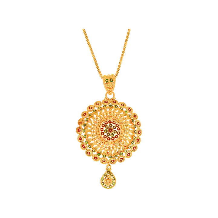 Artistic Minakari Pendant Set in 22K Gold