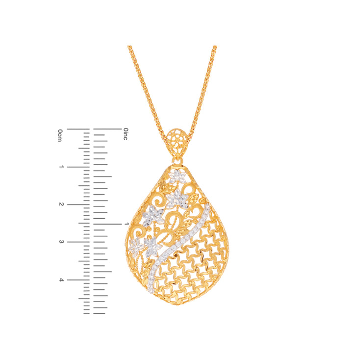 Opulent Two tone Pendant Set With CZ in 22K Gold
