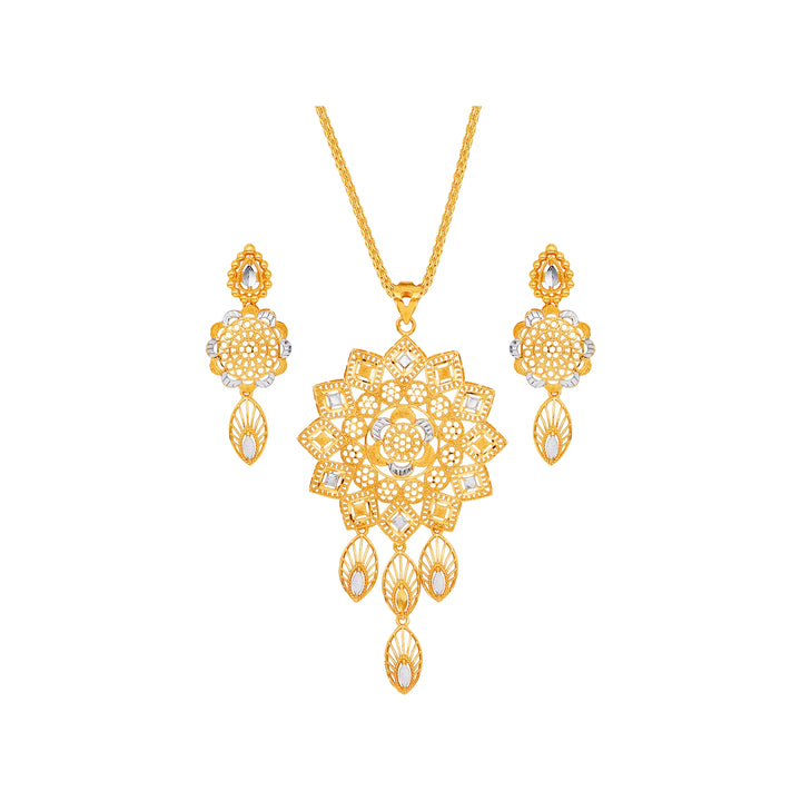 Mesmerizing Two tone Pendant Set in 22K Gold