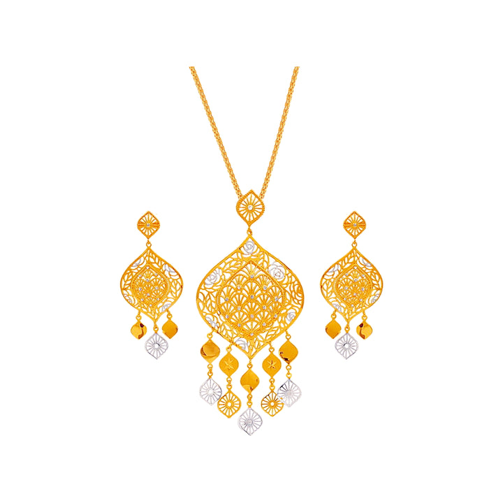 Intriguing Two tone Pendant Set in 22K Gold