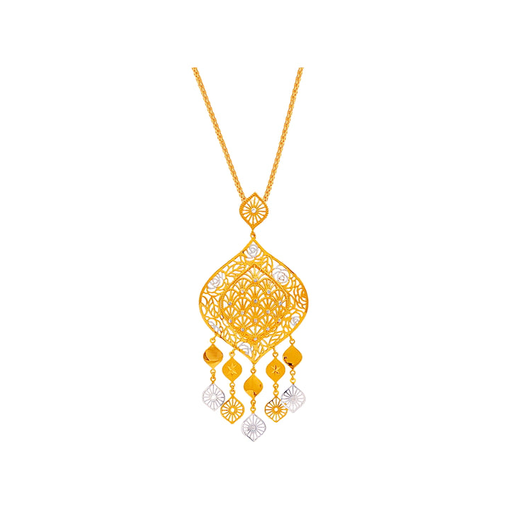 Intriguing Two tone Pendant Set in 22K Gold
