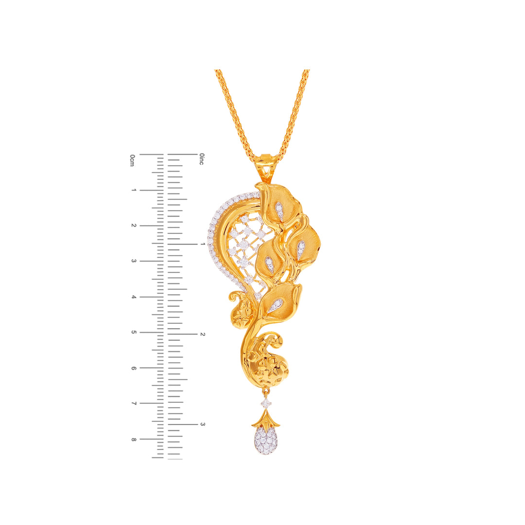 Lovely Two tone Pendant Set With CZ in 22K Gold