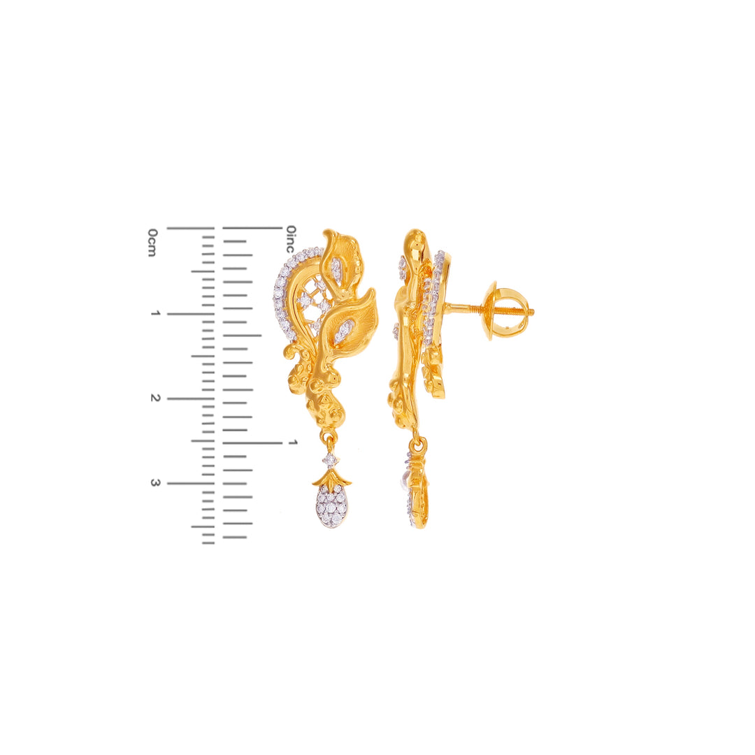 Lovely Two tone Pendant Set With CZ in 22K Gold