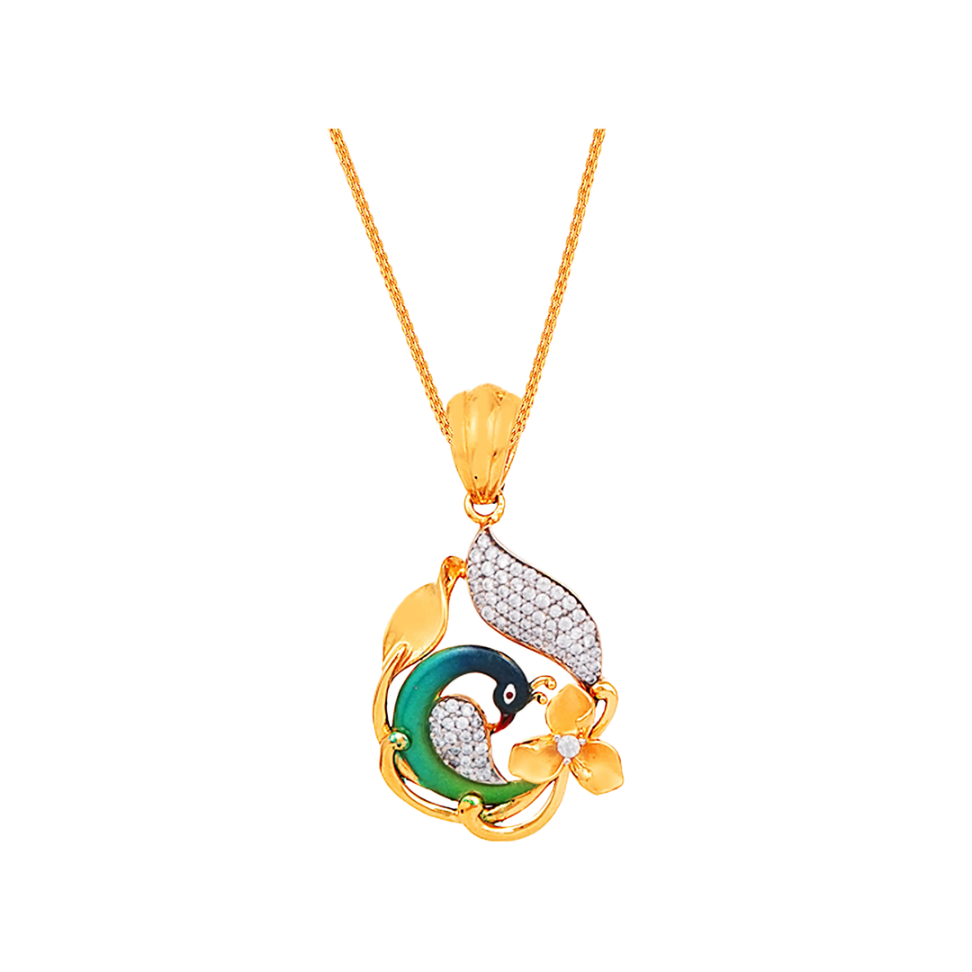 Mesmerizing Minakari Pendant Set With Gemstones in 22K Gold