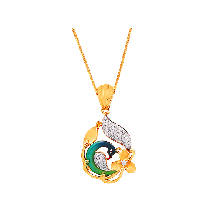 Mesmerizing Minakari Pendant Set With Gemstones in 22K Gold