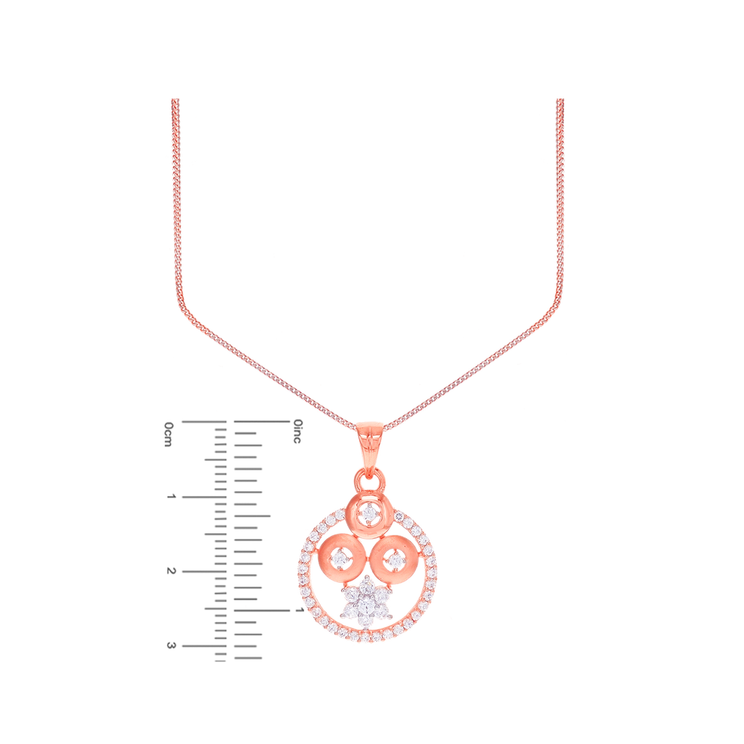 Attractive Two tone Pendant Set With CZ in 18K Rose Gold