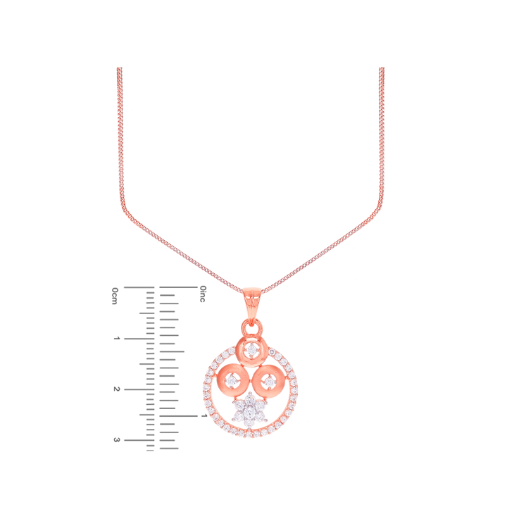 Attractive Two tone Pendant Set With CZ in 18K Rose Gold