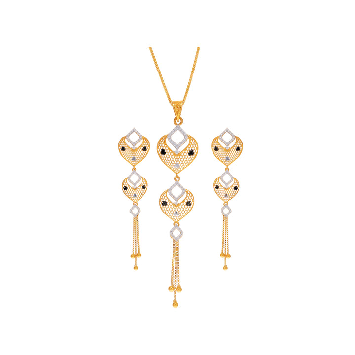 Stunning Two tone Pendant Set With CZ in 22K Gold