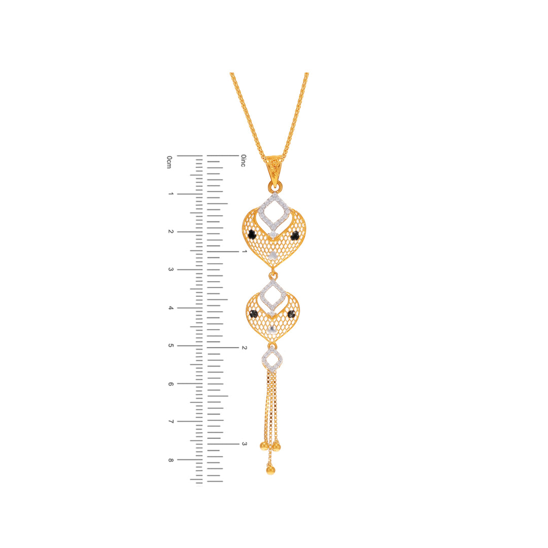 Stunning Two tone Pendant Set With CZ in 22K Gold