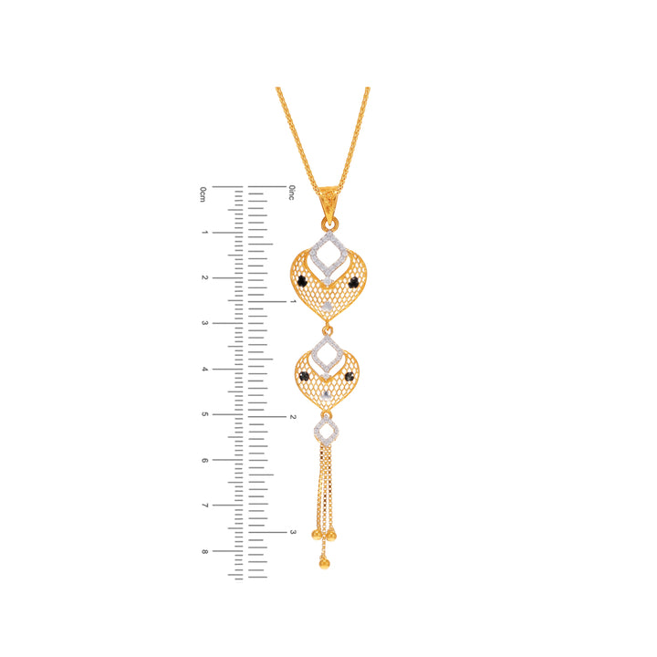 Stunning Two tone Pendant Set With CZ in 22K Gold