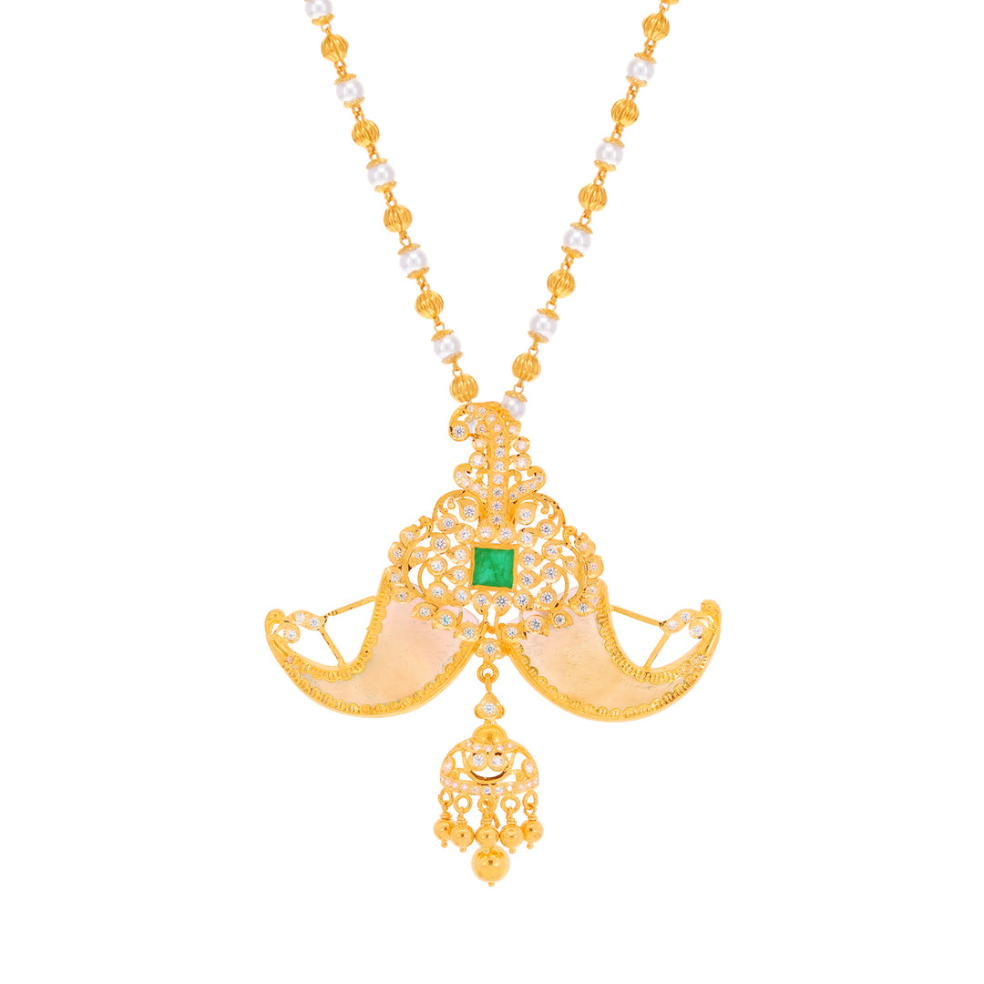 Nail Pendant With Emerald & CZ in 22K Gold