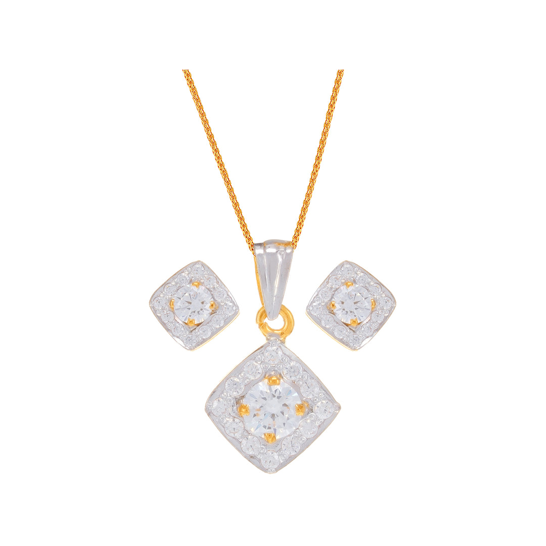 Glamorous Pendant Set With CZ in 22K Gold