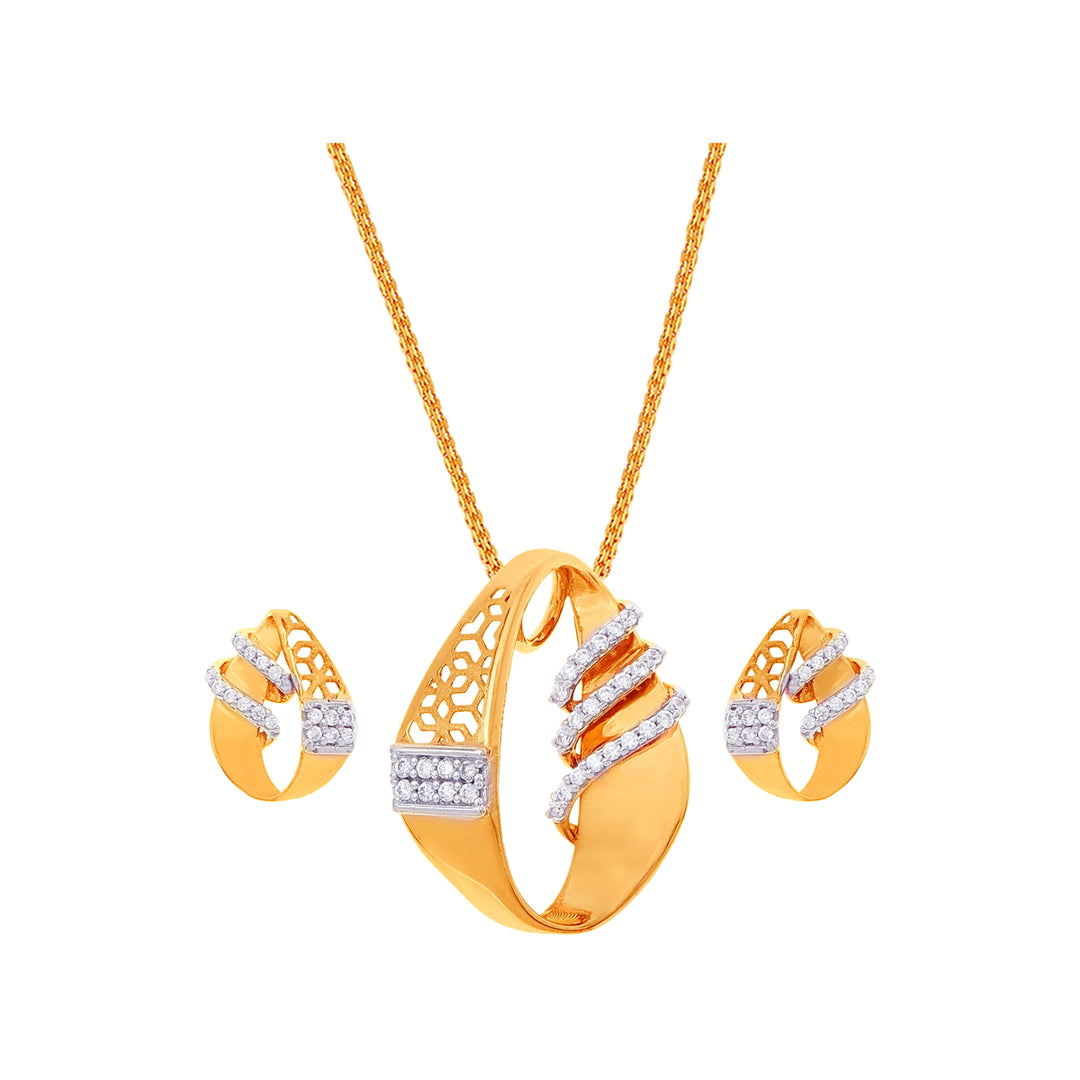 Alluring Pendant Set With CZ in 22K Gold