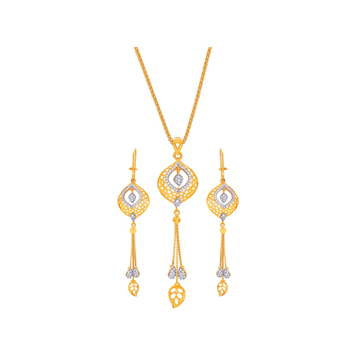 Glamorous Pendant Set With CZ in 22K Gold
