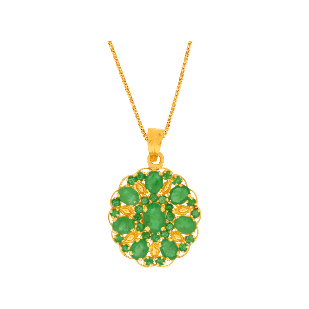 Charming Pendant Set With Emerald in 22K Gold