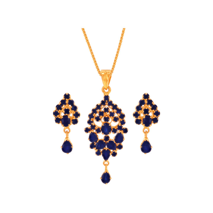 Attractive Pendant Set With Sapphire in 22K Gold