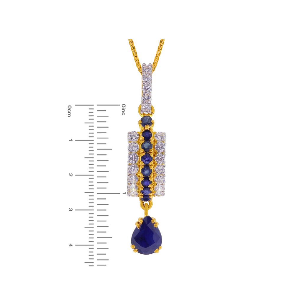 Alluring Pendant Set With Sapphire & CZ in 22K Gold