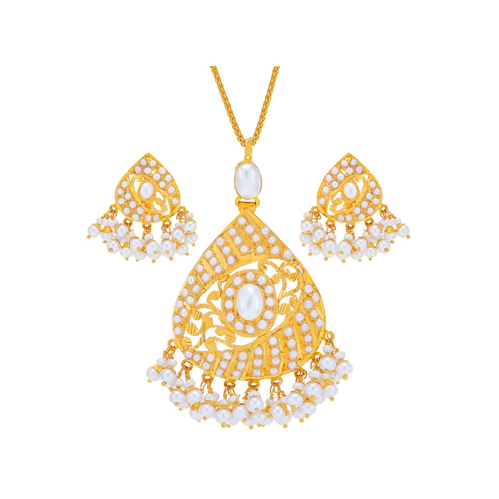 Lovely Pendant Set with Pearl in 22K Gold