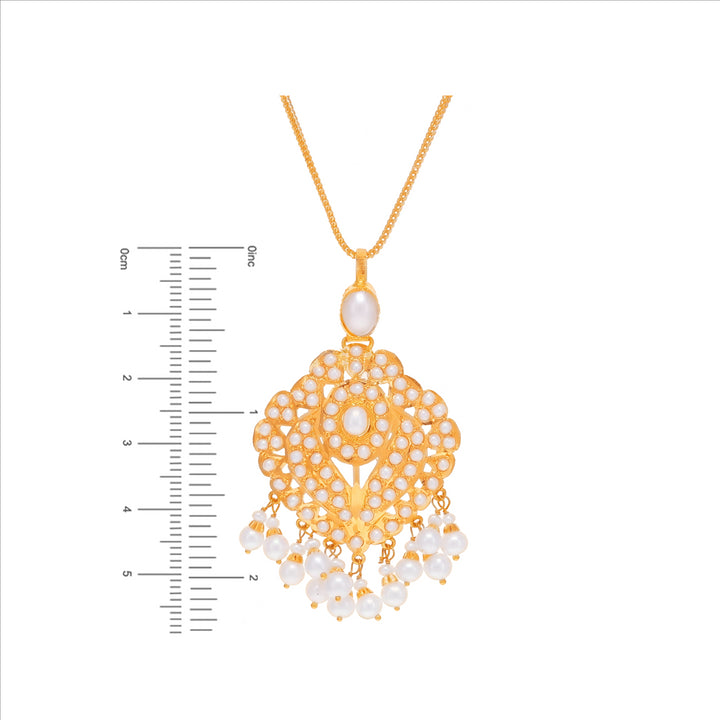 Alluring Pendant Set  With Pearl in 22K Gold