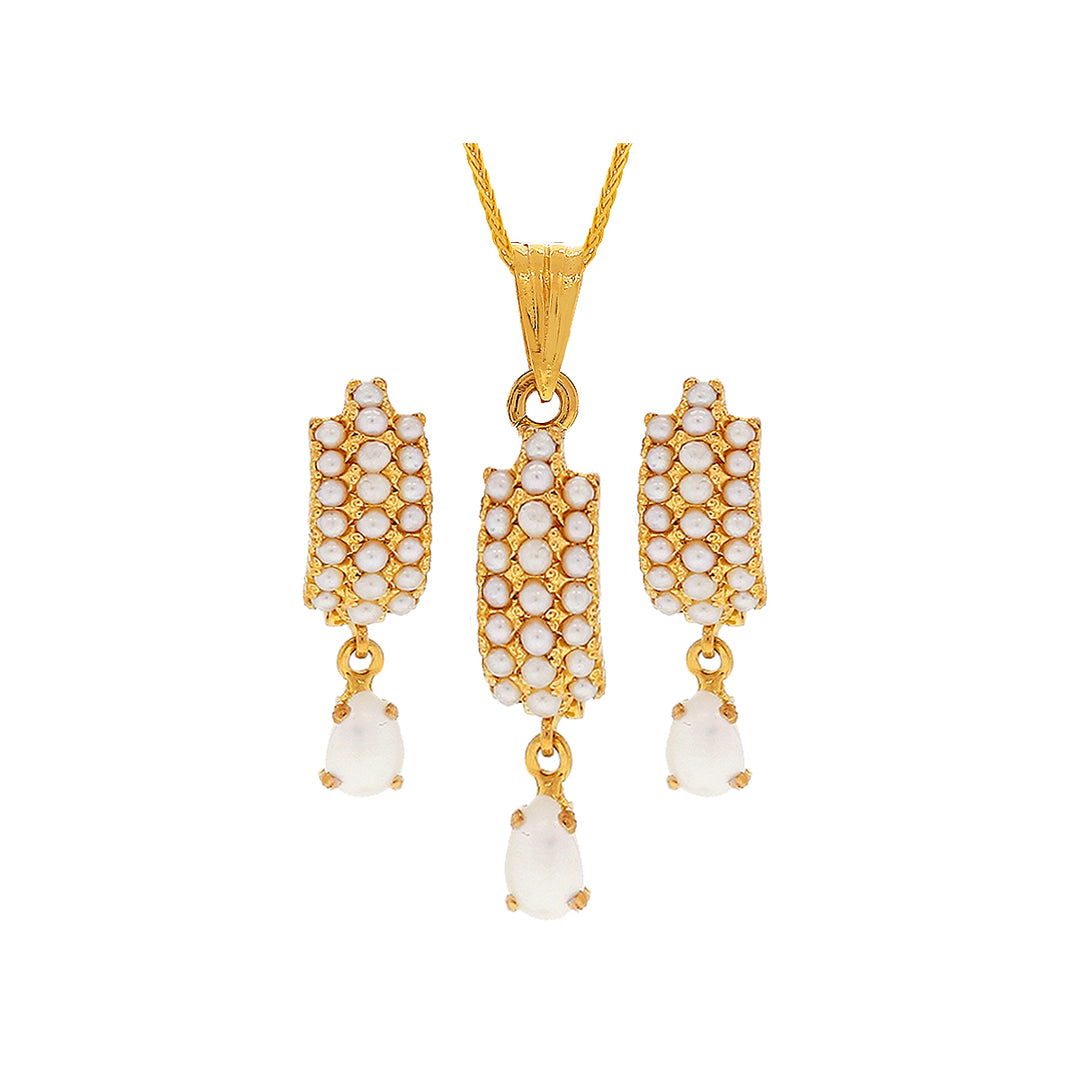 Artisan Pearl  Pendant Set in 22K Gold