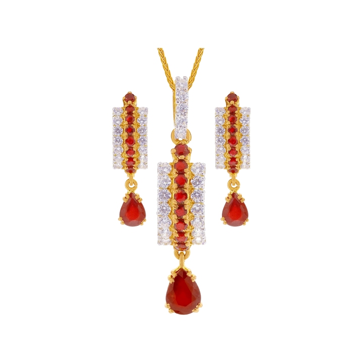Stunning Pendant Set With Ruby & Gemstones in 22K Gold