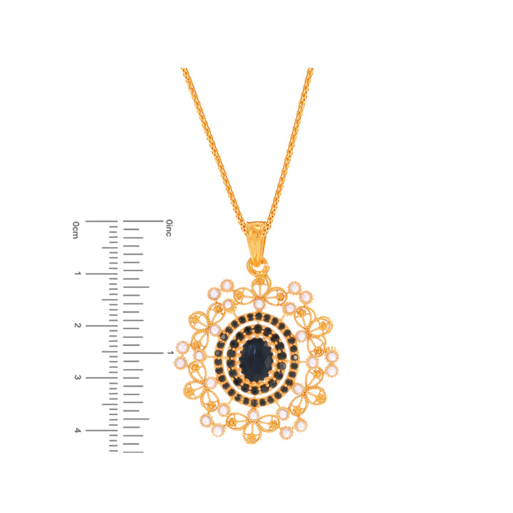 Charming Antique Pendant Set With Sapphire & Pearl in 22K Gold