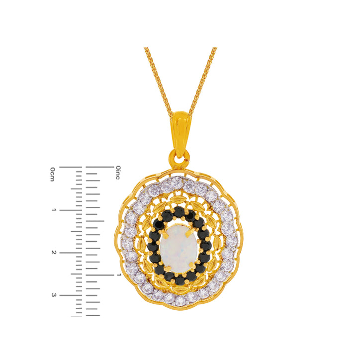Captivating Antique Pendant Set With Opal & CZ in 22K Gold