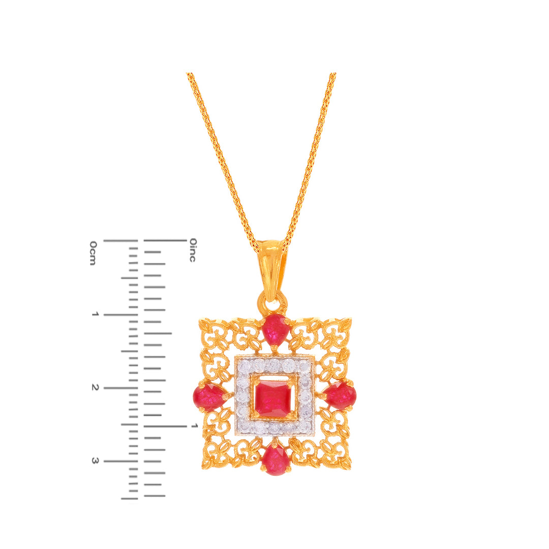 Fascinating Antique Pendant Set With Ruby & CZ in 22K Gold