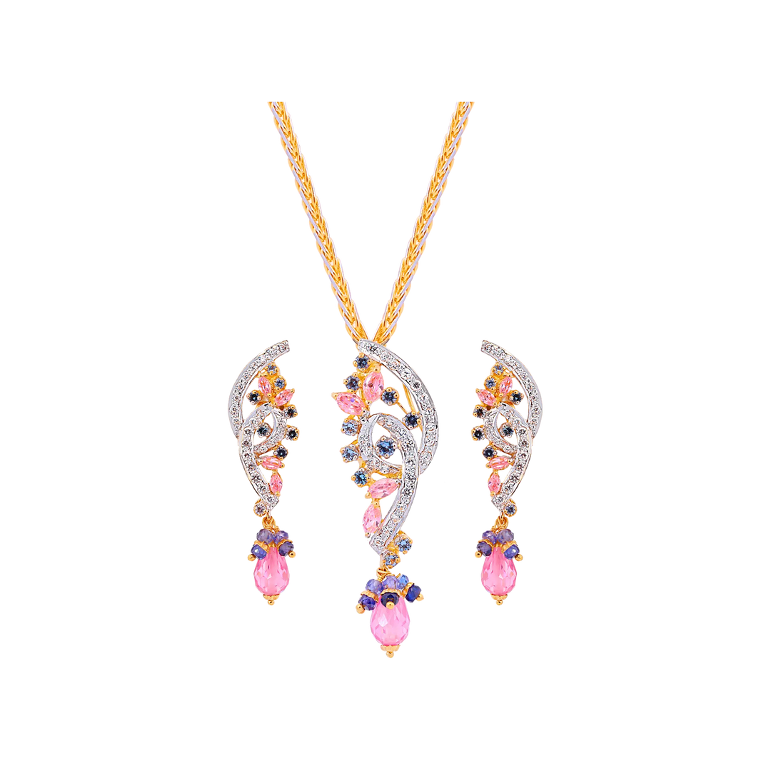 Beautiful Pendant Set With Gemstones in 22K Gold