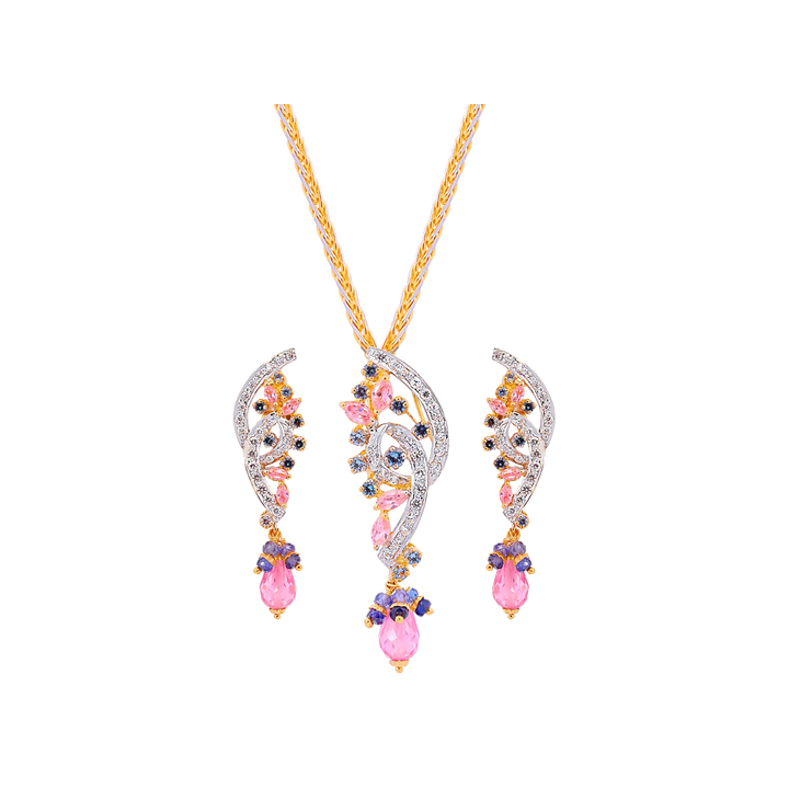 Beautiful Pendant Set With Gemstones in 22K Gold