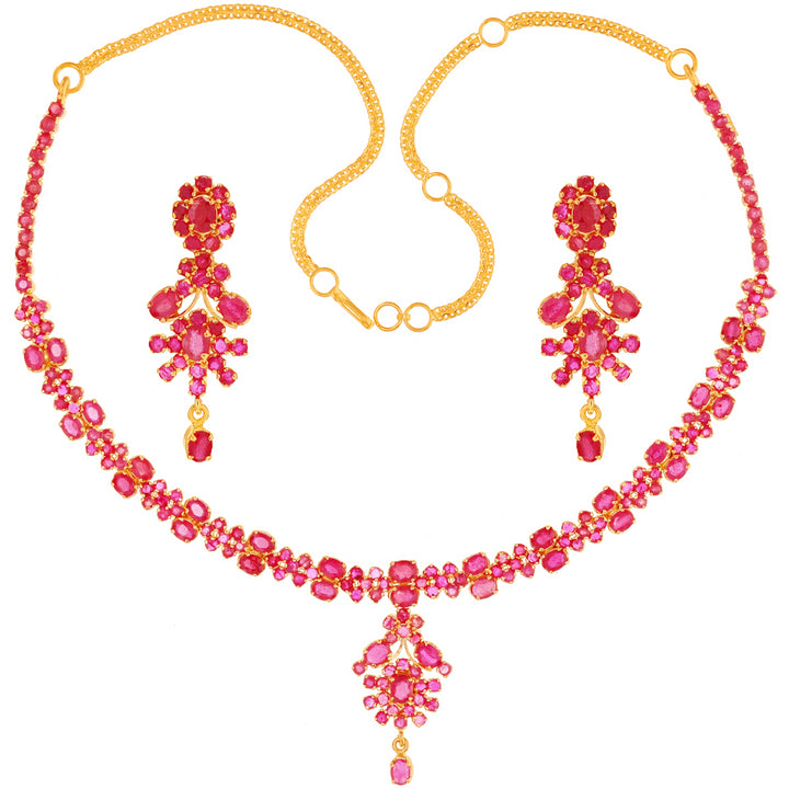 Mesmerizing Necklace Set With Ruby in 22K Gold