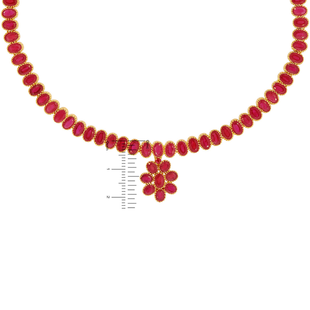 Gorgeous Necklace Set With Ruby in 22K Gold