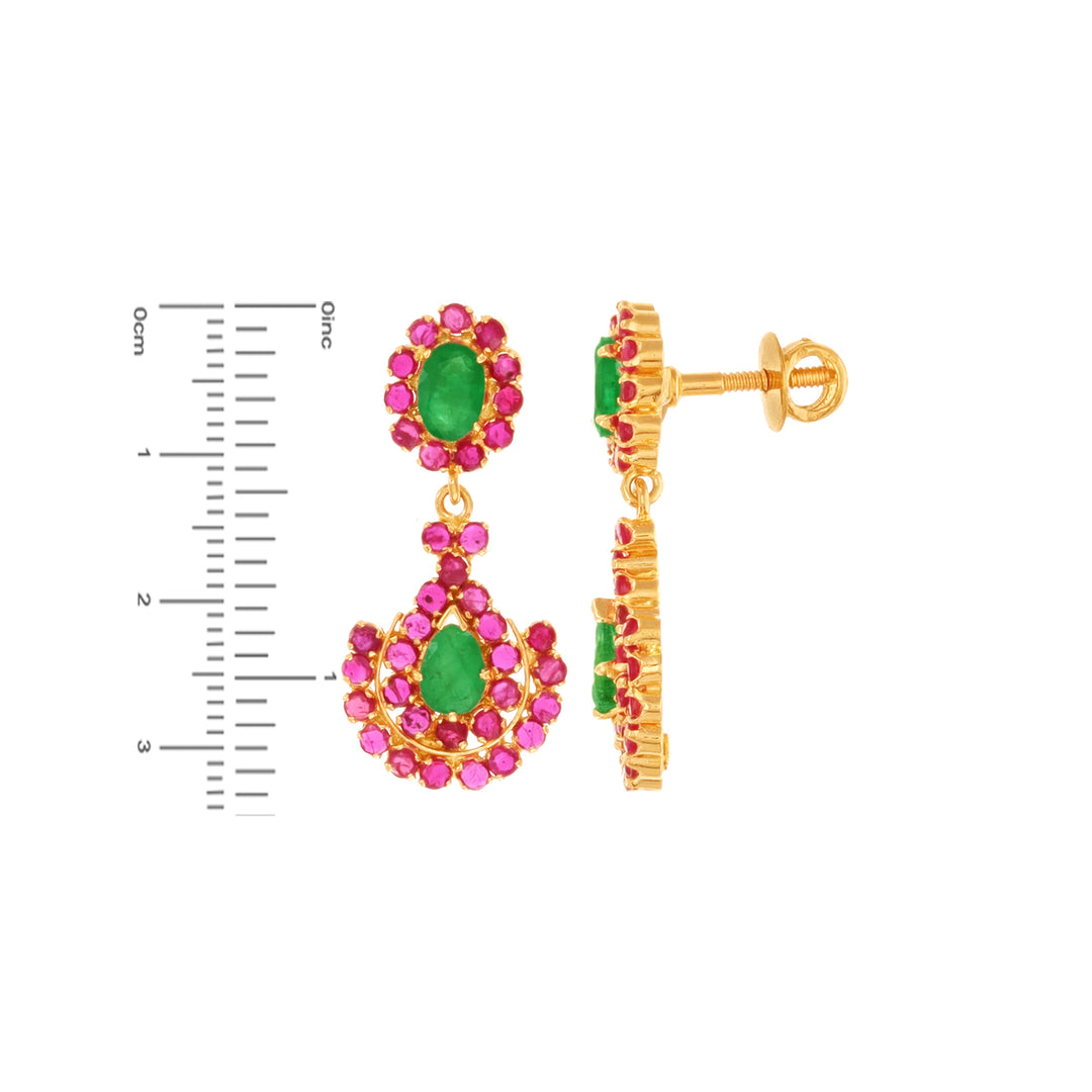 Glamorous Necklace Set With Ruby & Emerald in 22K Gold