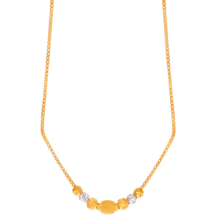 Fancy Ball Two tone 16" Chain in 22K Gold