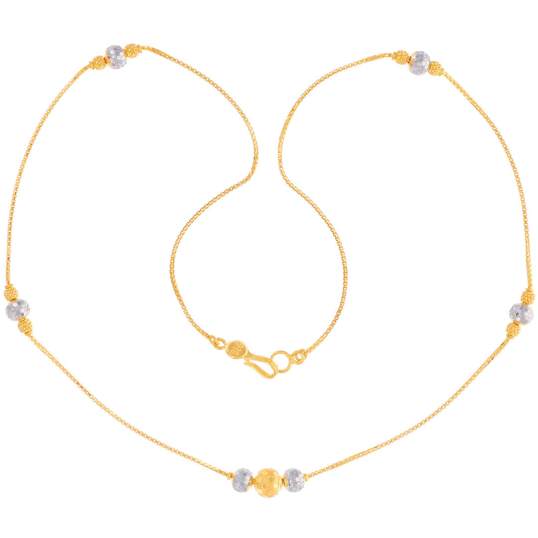 Fancy Ball Two tone 18" Chain in 22K Gold
