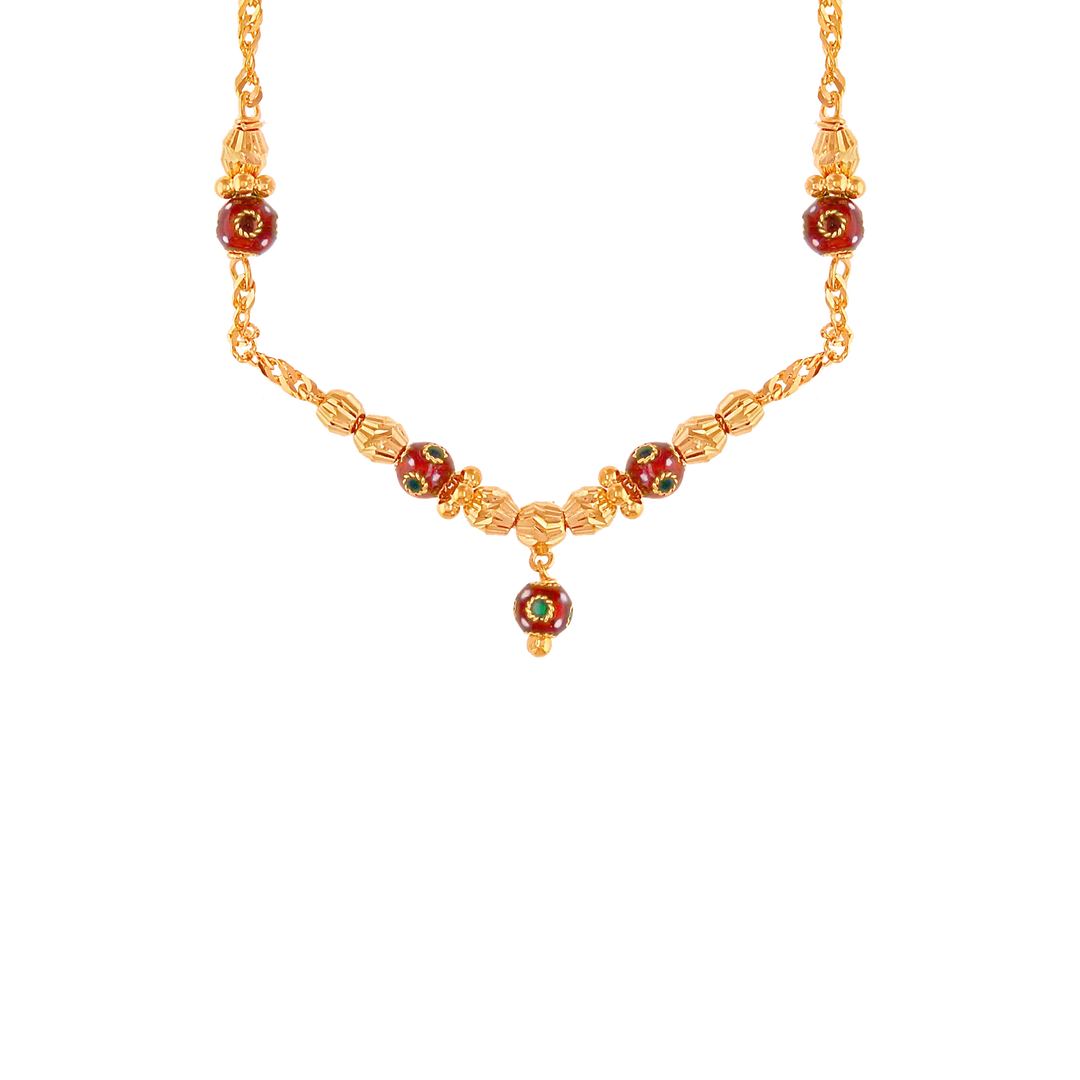 Fancy Minakari Ball Chain in 22K Gold